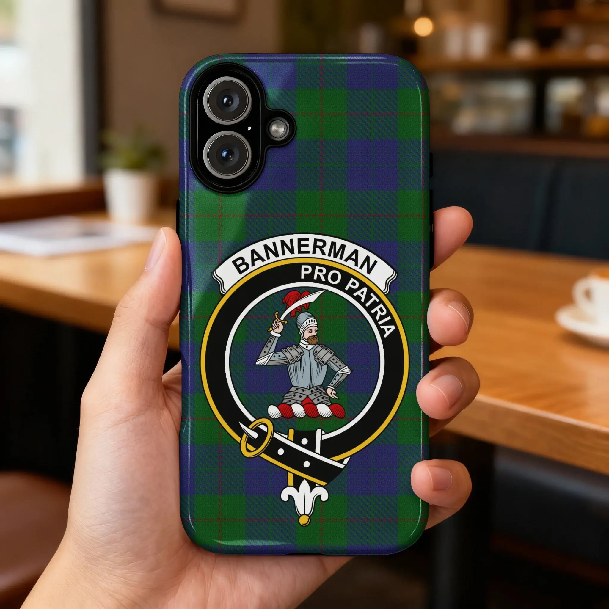 Bannerman pro patria phone case — glossy dual-layer protection, unique clan look
