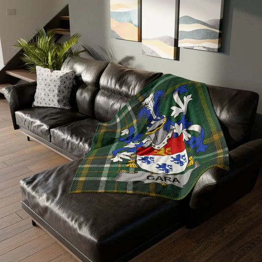 Personalized Green Tartan Crest Design Cozy Throw Blanket product