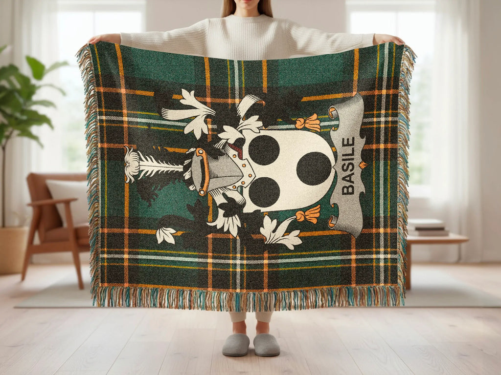 Tartan Plaid Green Gold Basile Crest Blanket product type