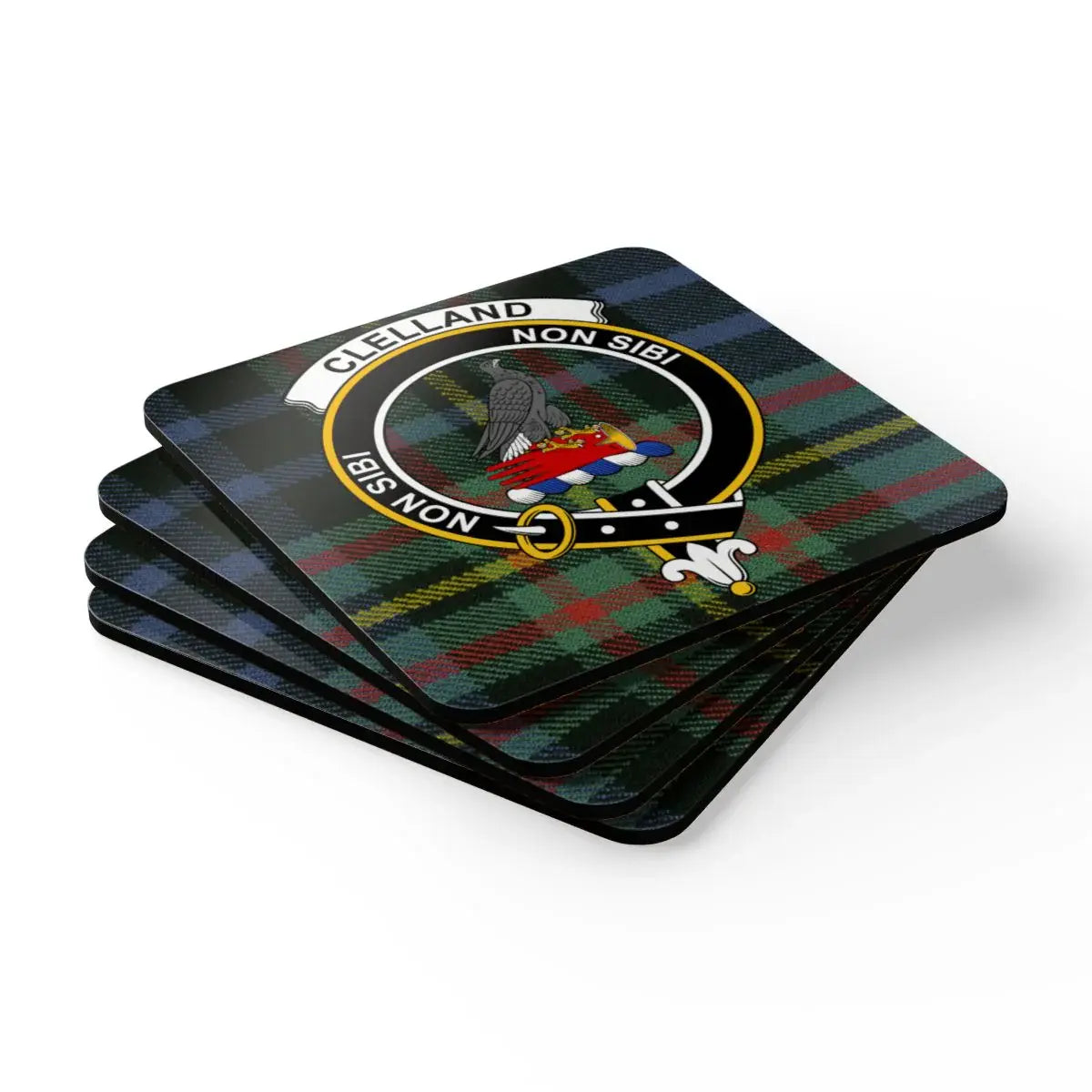 Clan Crested Plaid Design Custom Coaster Set product