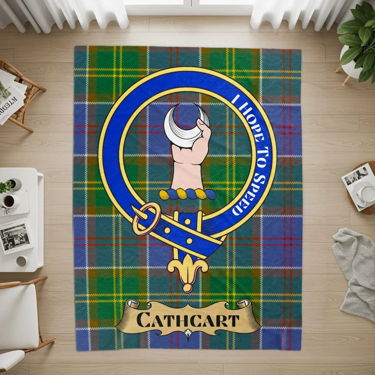 Clan Cathcart Tartan Personalized Crest Rug product