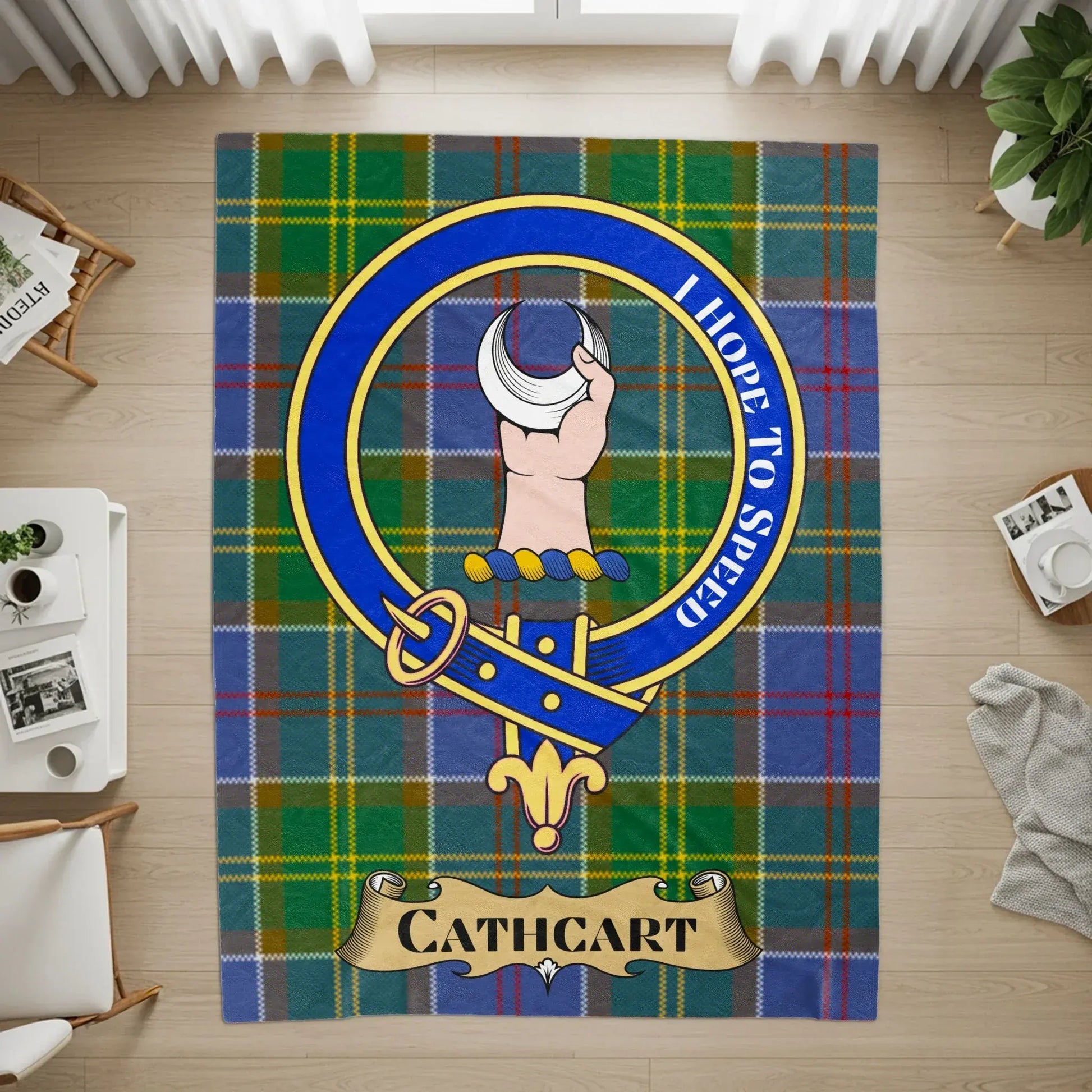 Clan Cathcart Tartan Personalized Crest Rug product