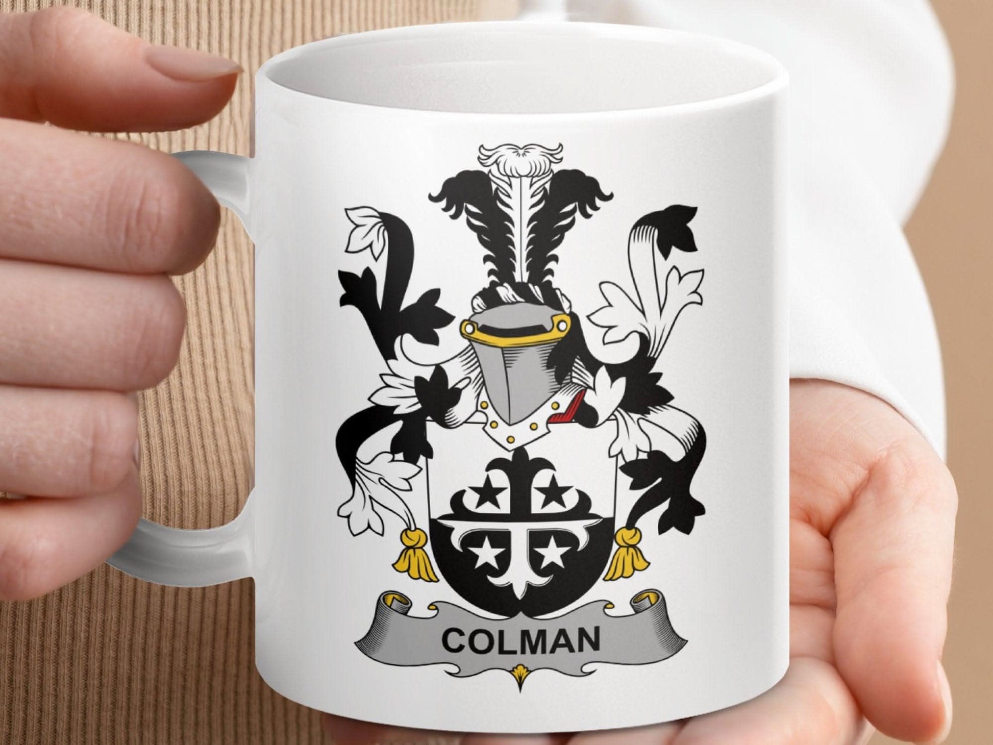 Colman Surname Irish Family Crest Coat Arms Heritage mug - Celtic Ancestry Gifts
