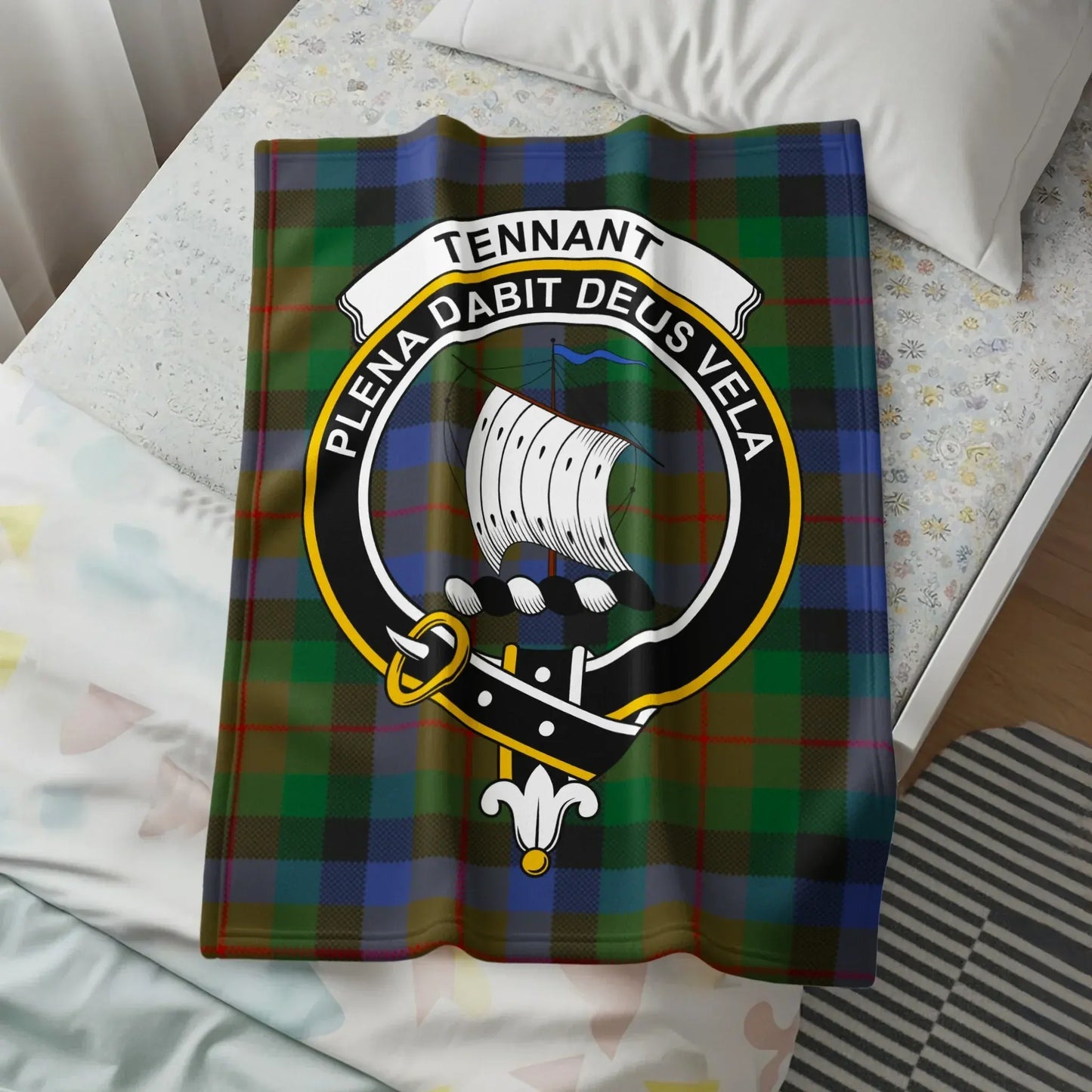Clan Tennant Tartan Shield Emblem Throw Blanket product
