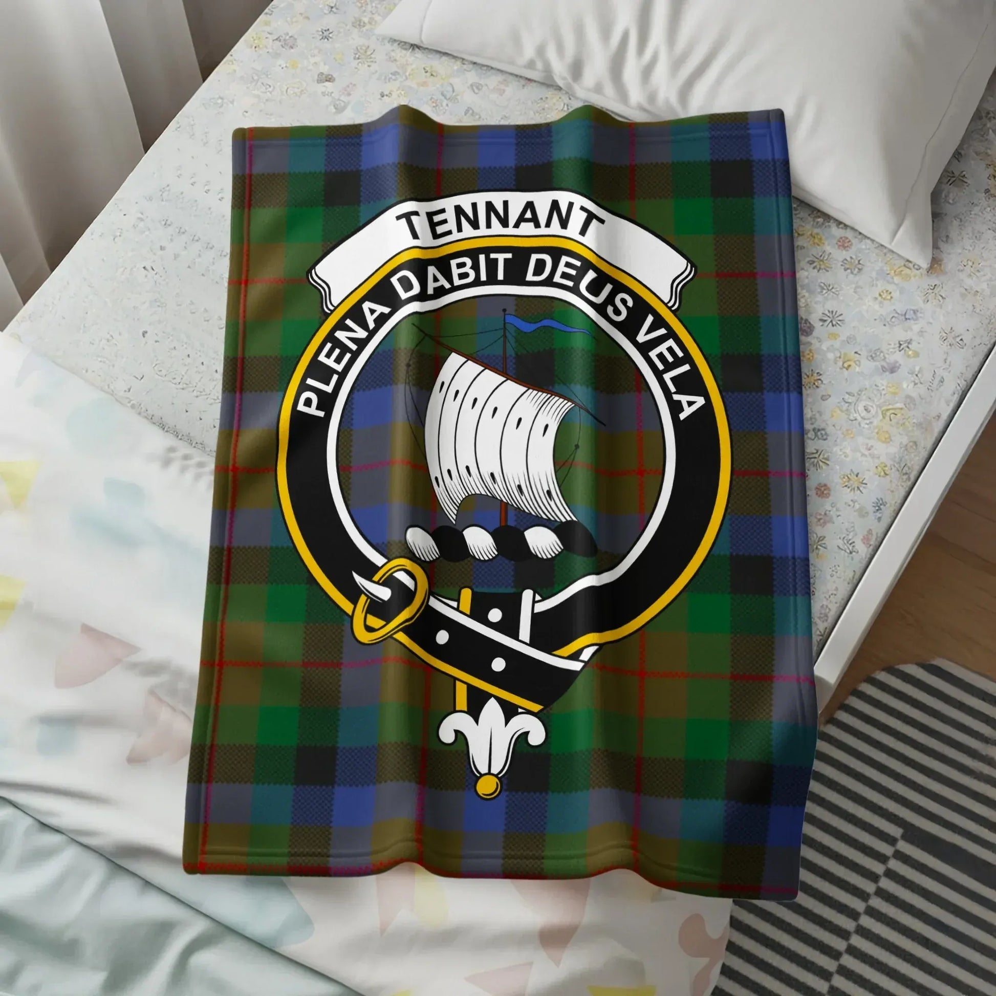 Clan Tennant Tartan Shield Emblem Throw Blanket product
