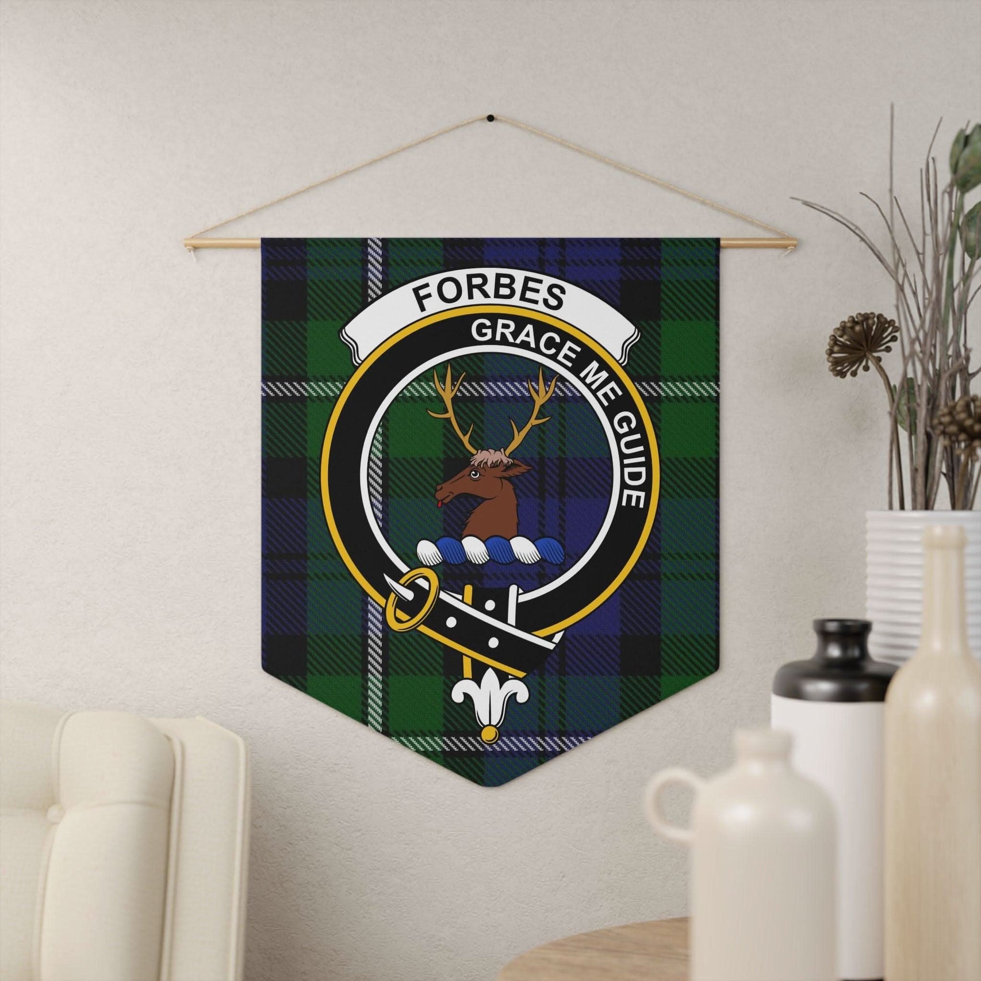 Forbes Clan Scottish Tartan Grace Me Guide Wall Pennant - Celtic Ancestry Gifts