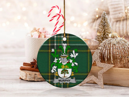 Custom Green Plaid Family Crest Ornament product type