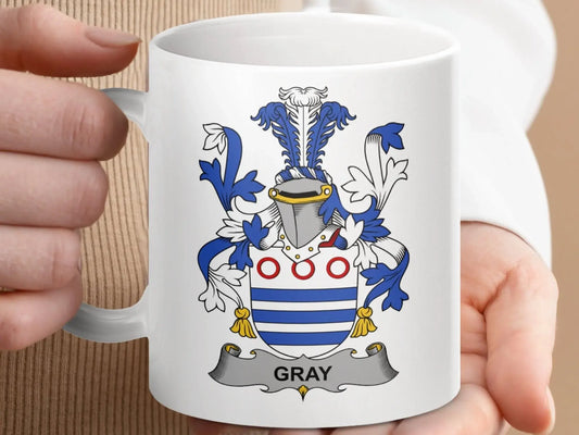 Gray Surname Irish Family Crest Mug - Celtic Ancestry Gifts