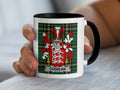Mug with green plaid and a coat of arms bearing the name COGHLAN.