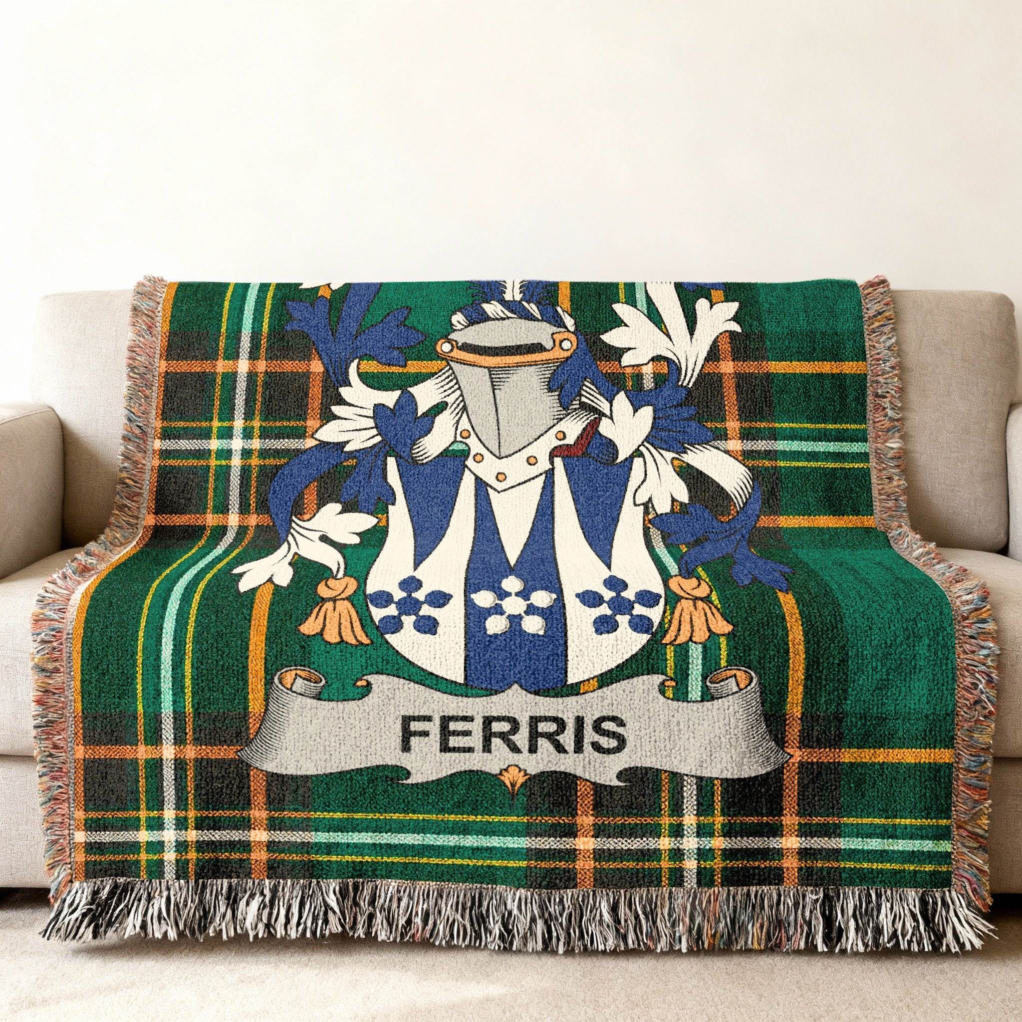 Ferris Family Heraldry Green Tartan Throw product type