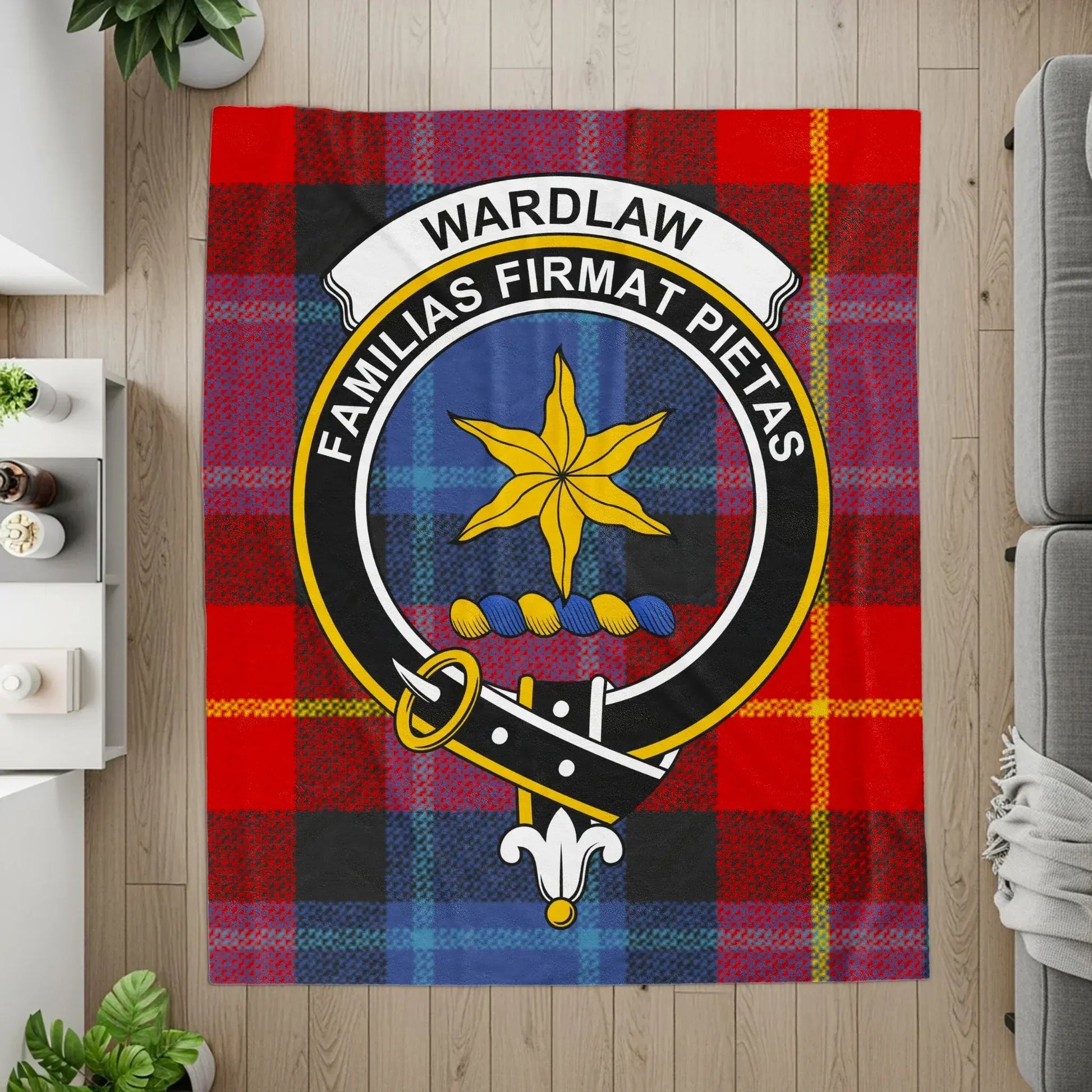 Clan Wardlaw Crest Badge Tartan Blanket product type