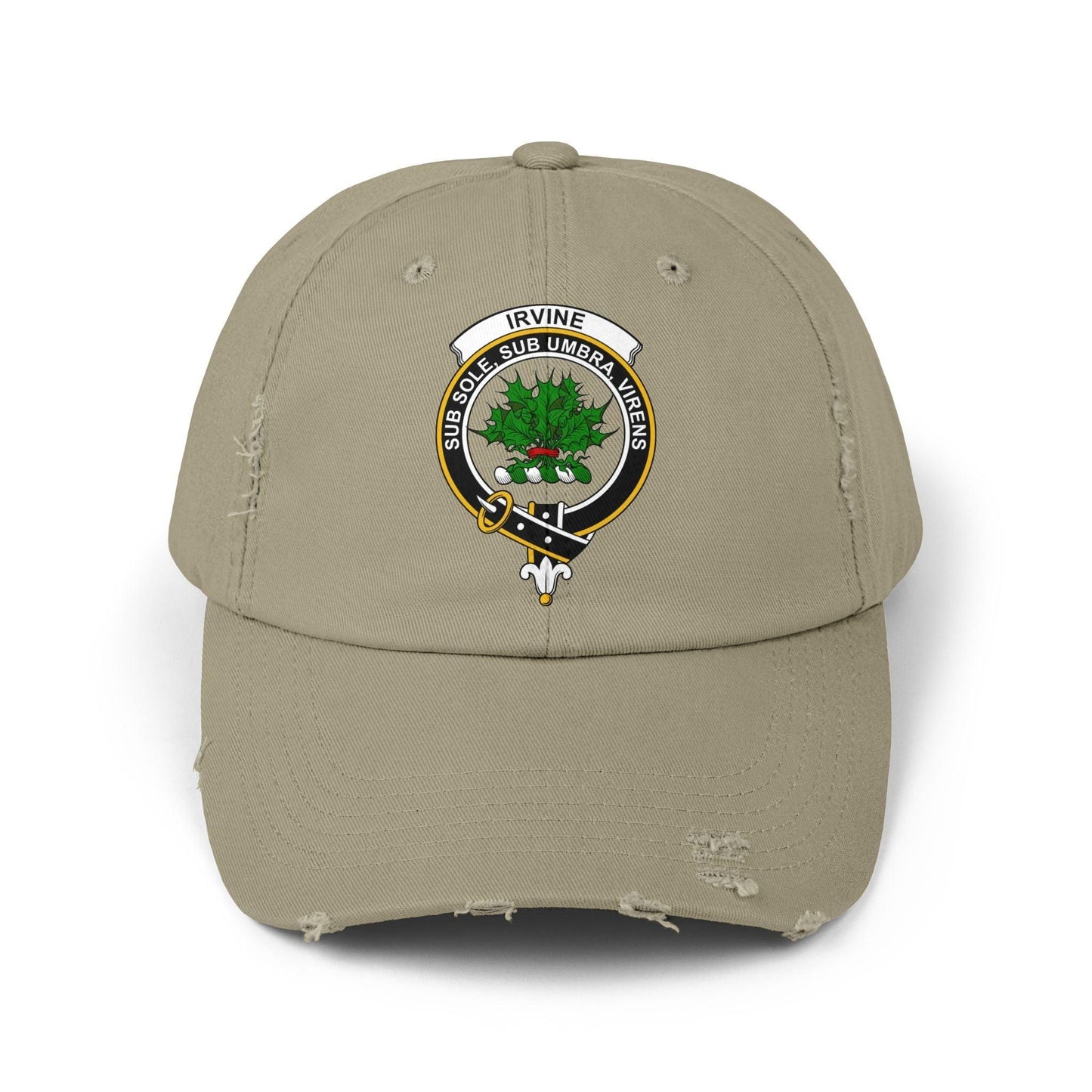 Irvine Clan Crest Embroidered Distressed Baseball Cap - Celtic Ancestry Gifts