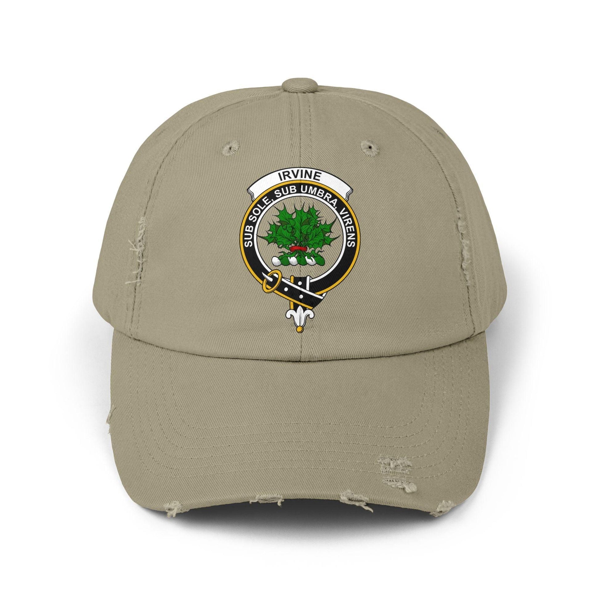 Irvine Clan Crest Embroidered Distressed Baseball Cap - Celtic Ancestry Gifts