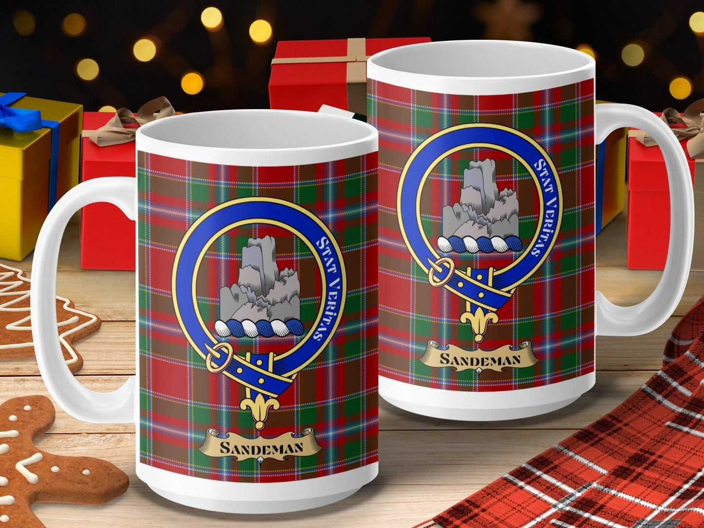 Sandeman Clan Scottish Tartan Crest Design Mug - Living Stone Gifts