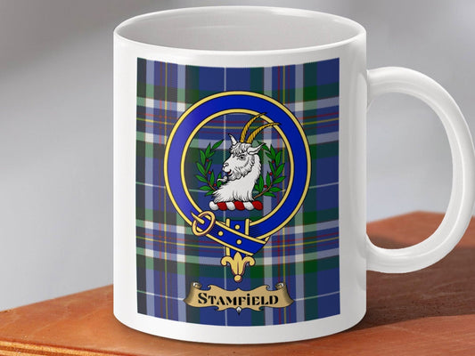 Tartan design with goat emblem decorative mug product