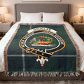 Douglas clan tartan woven blanket — 100% cotton with Jamais Arriere Never Behind clan crest design