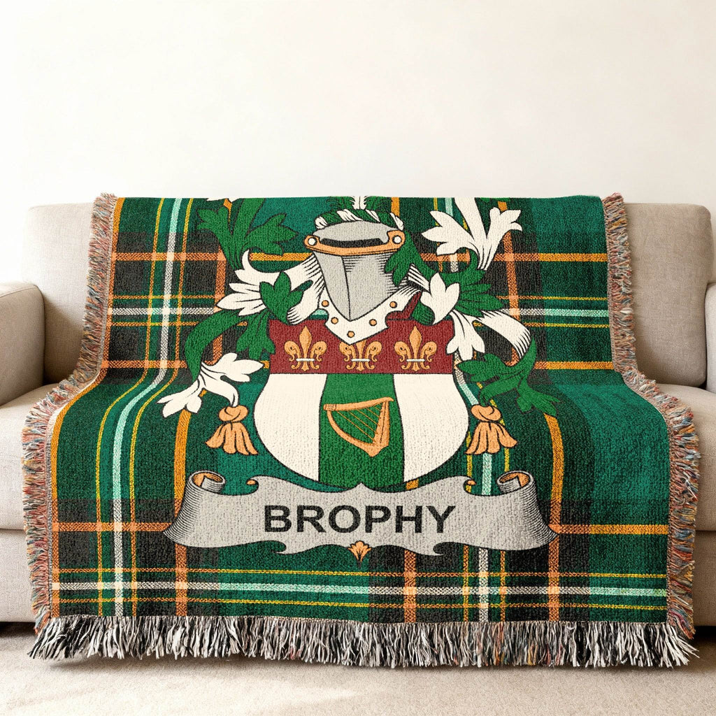 Brophy Family Crest Plaid Pattern Green Throw product type