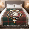 Clan Dunbar tartan woven blanket — 100% cotton, full tartan pattern in woven construction