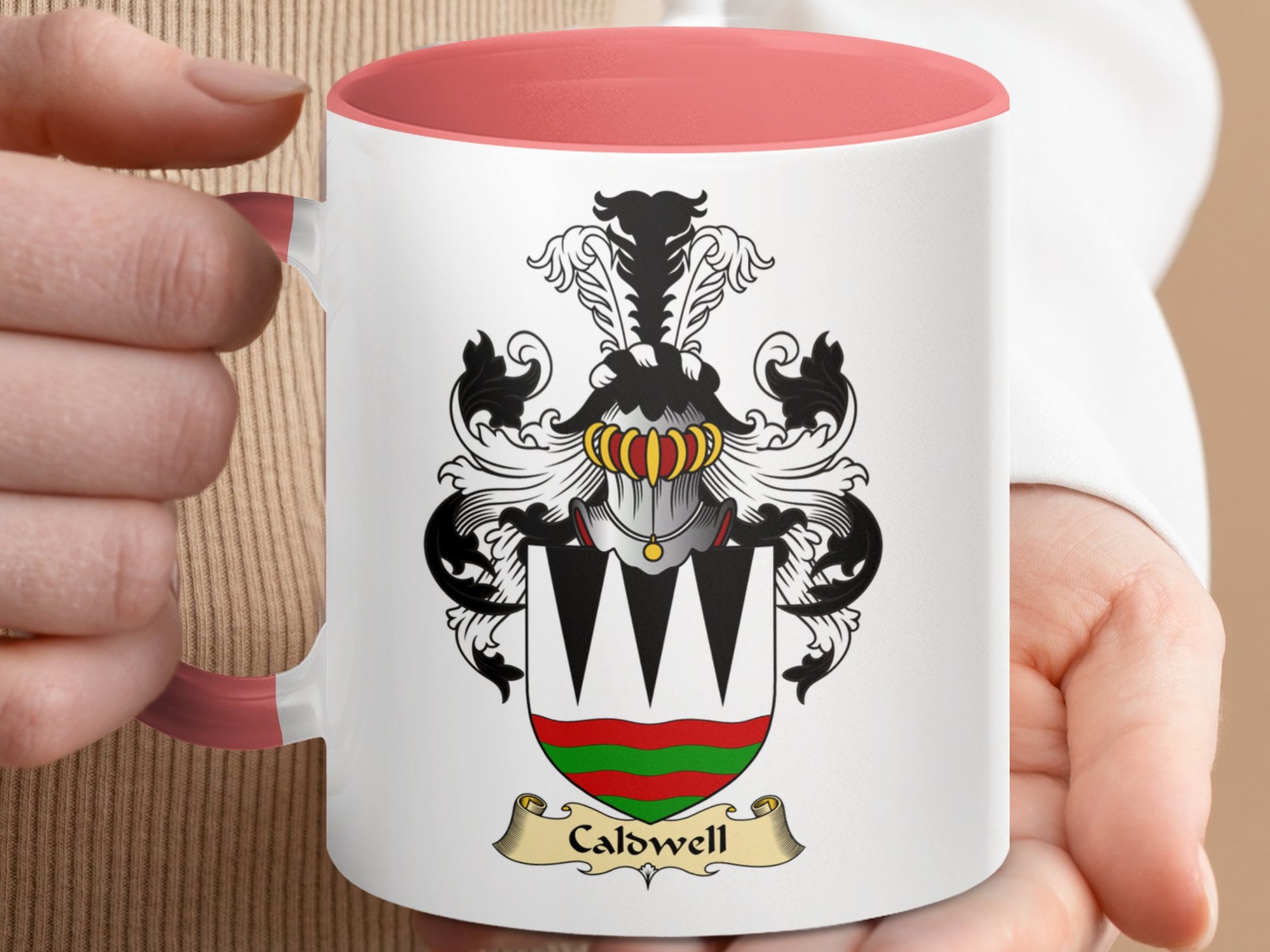 Clan Caldwell Scottish Coat of Arms Accent Coffee Mug - Living Stone Gifts