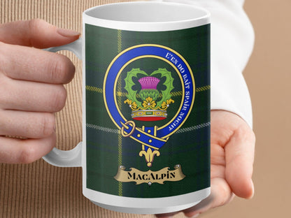 Unique Macalpin Scottish Clan Crest Tartan Plaid Mug - Living Stone Gifts