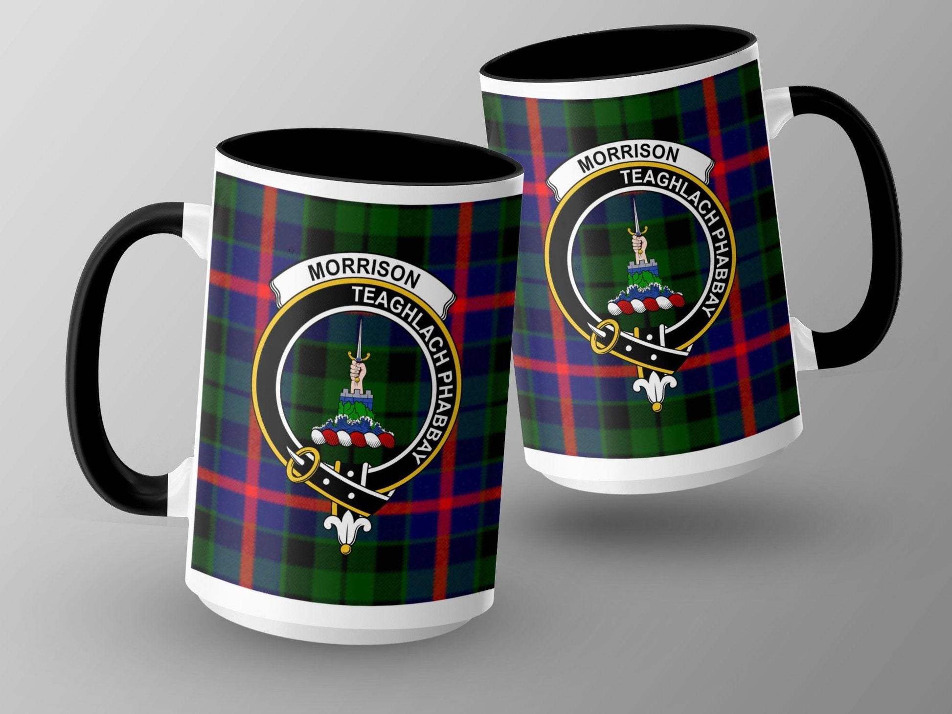 Morrison Clan Crest Tartan Design Ceramic Mug - Living Stone Gifts