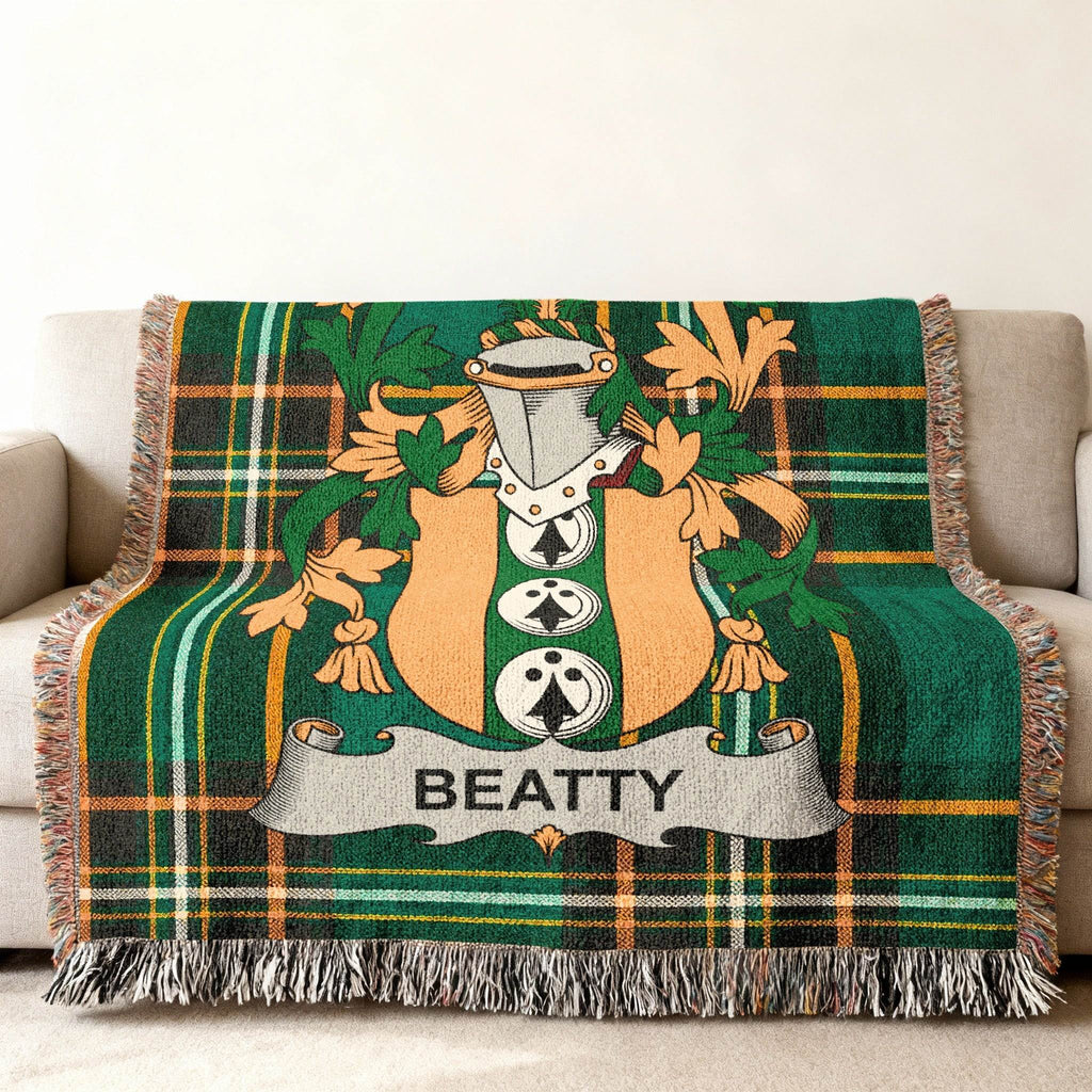 Beatty Family Crest Green Orange Black Plaid Throw product type
