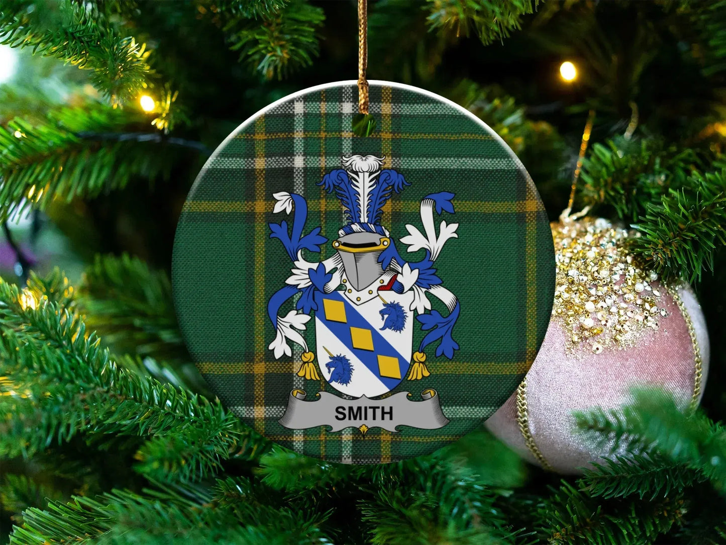 Family Crest Plaid Pattern Christmas Ornament product type