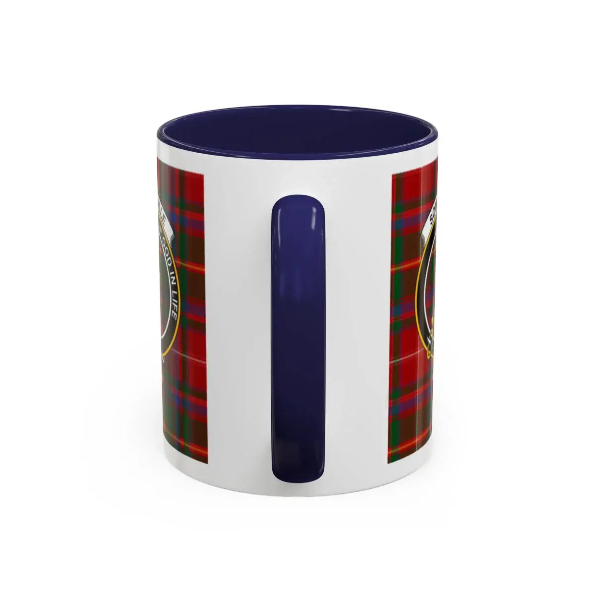 Scottish Clan Tartan Ceramic Mug with Blue Handle