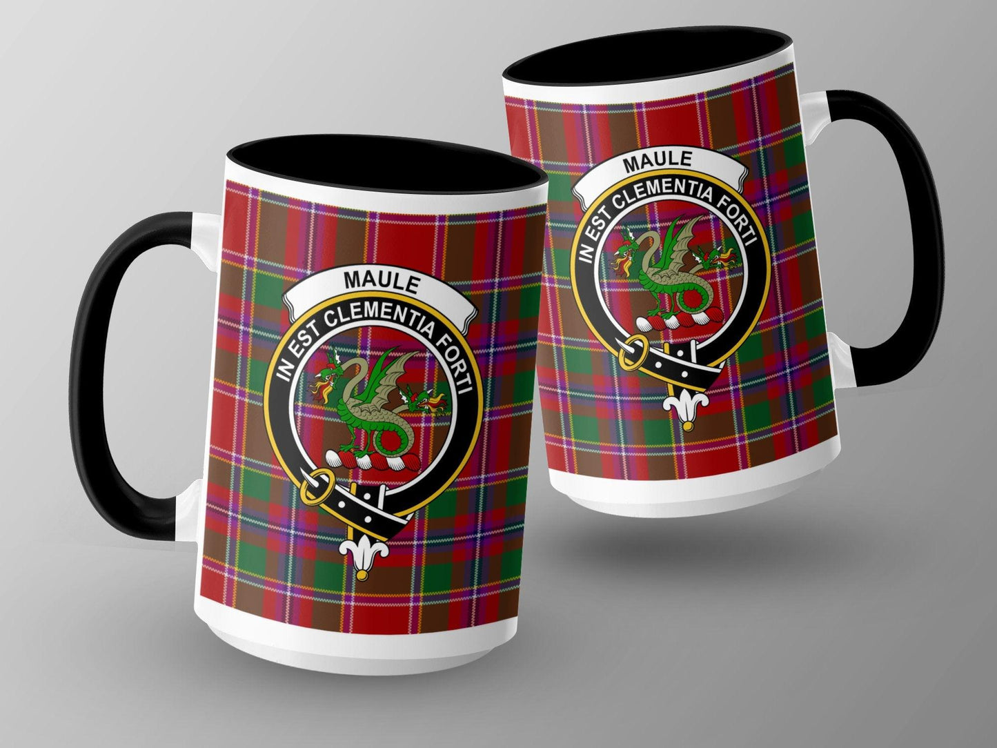 Scottish Clan Maule Crest Tartan Design Ceramic Mug - Living Stone Gifts