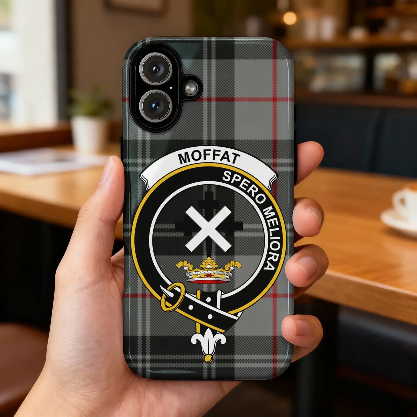 Moffat Spero Meliora Clan Crest Tartan Phone Case