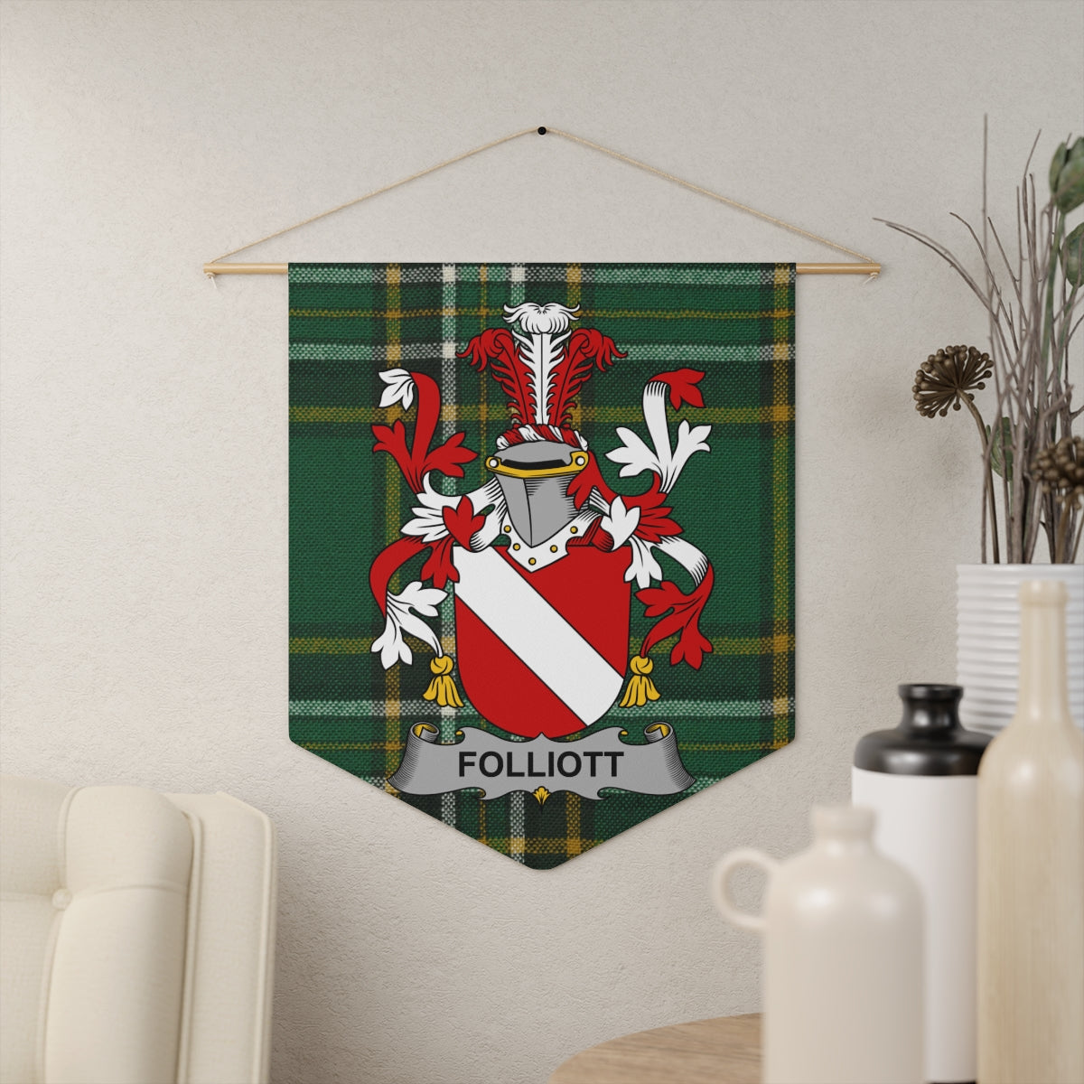 Folliott Family Heraldic Crest Wall Hanging Tapestry product type