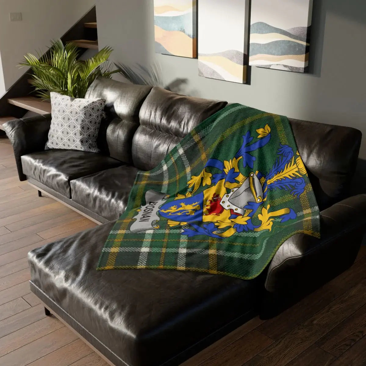 Custom Crest and Tartan Family Sofa Blanket product