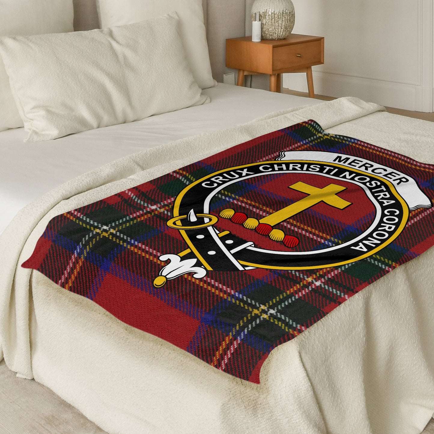 Scottish Clan Mercer Tartan Throw Blanket - Living Stone Gifts