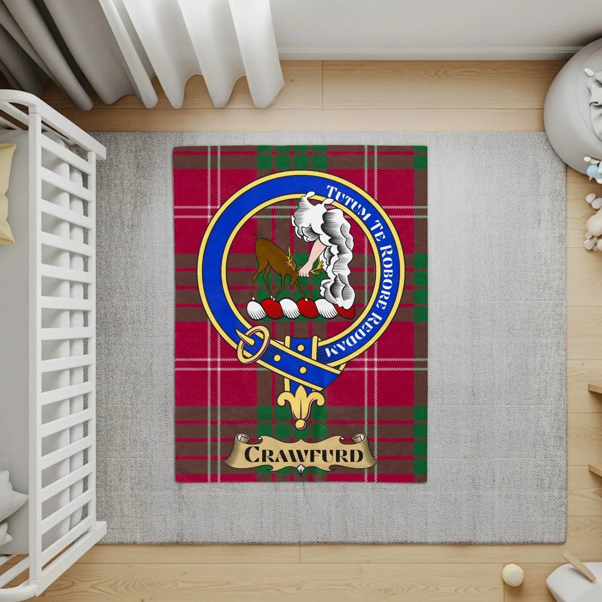 Crawford Tartan Crest Emblem Decorative Rug product