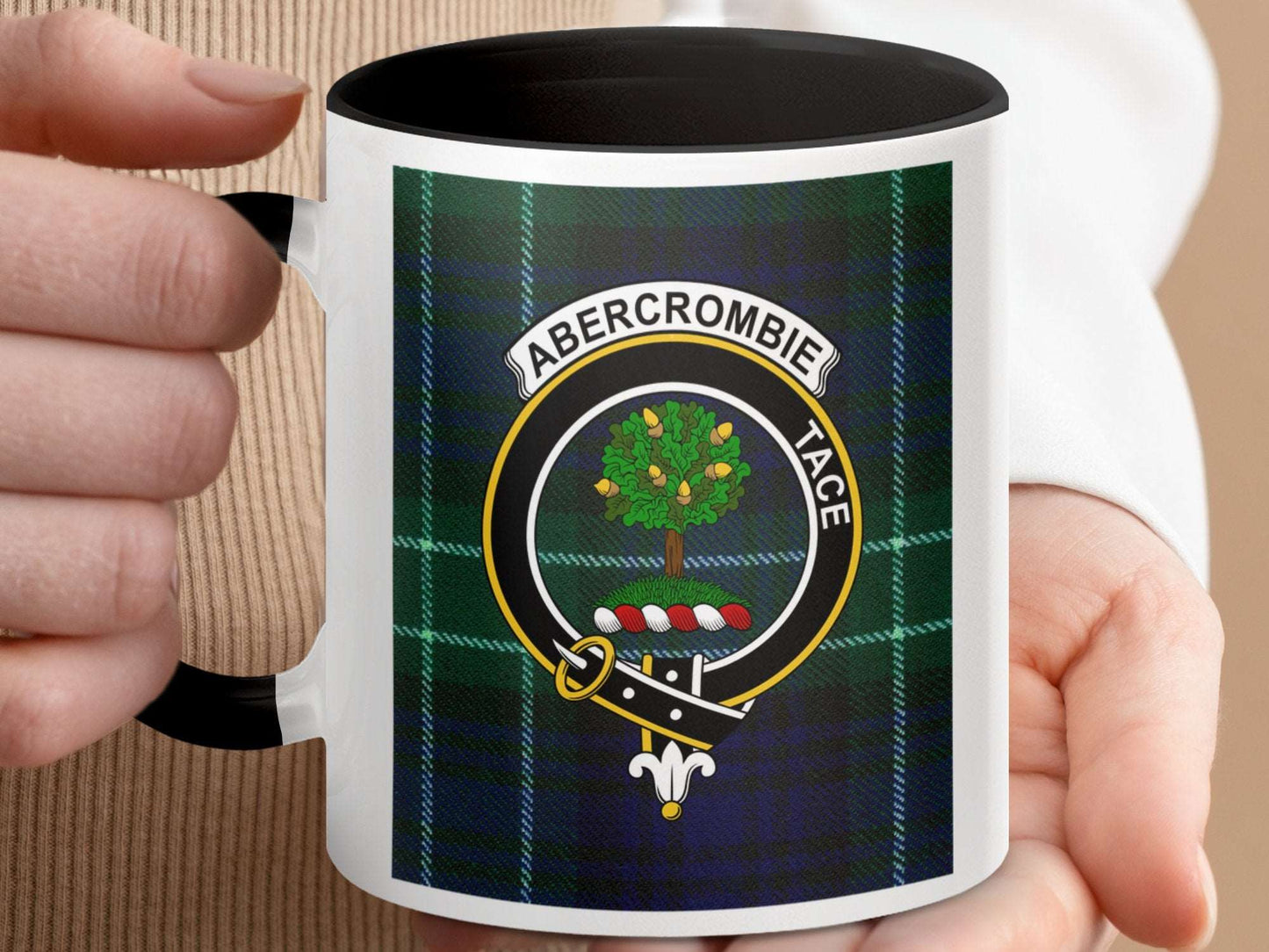 Abercrombie Clan Crest Tartan Pattern Mug - Living Stone Gifts