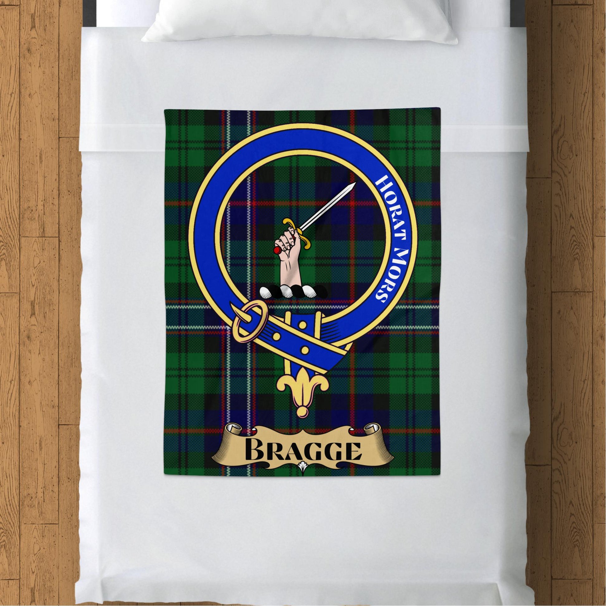 Clan Bragge Crest Scottish Tartan Throw Blanket - Living Stone Gifts