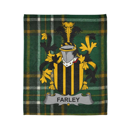 Farley Coat of Arms Green and Yellow Plaid Blanket product