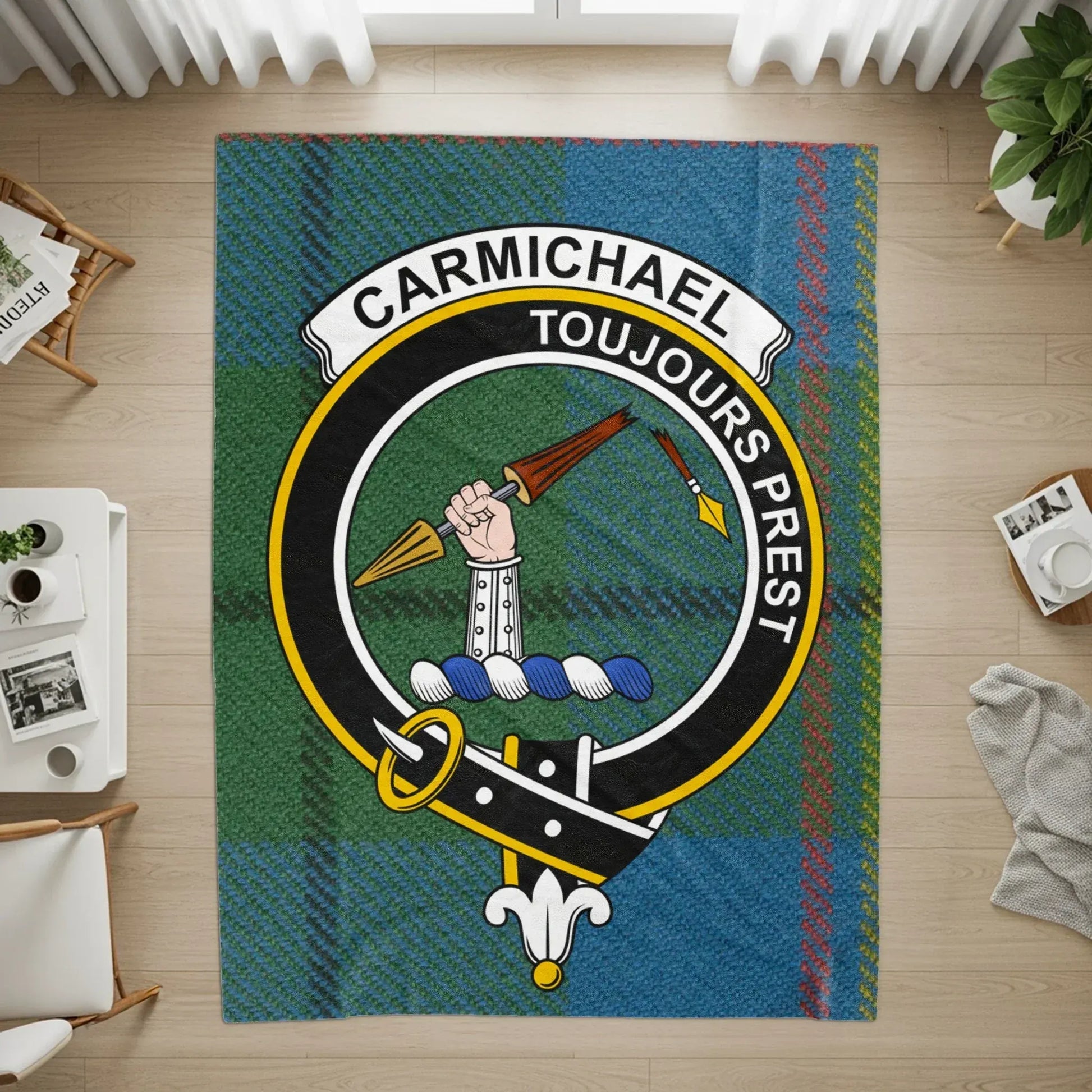 Carmichael Toujours Prest Tartan Crest Rug product type