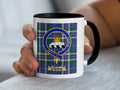 Eiston tartan mug with a coloured accent handle and interior