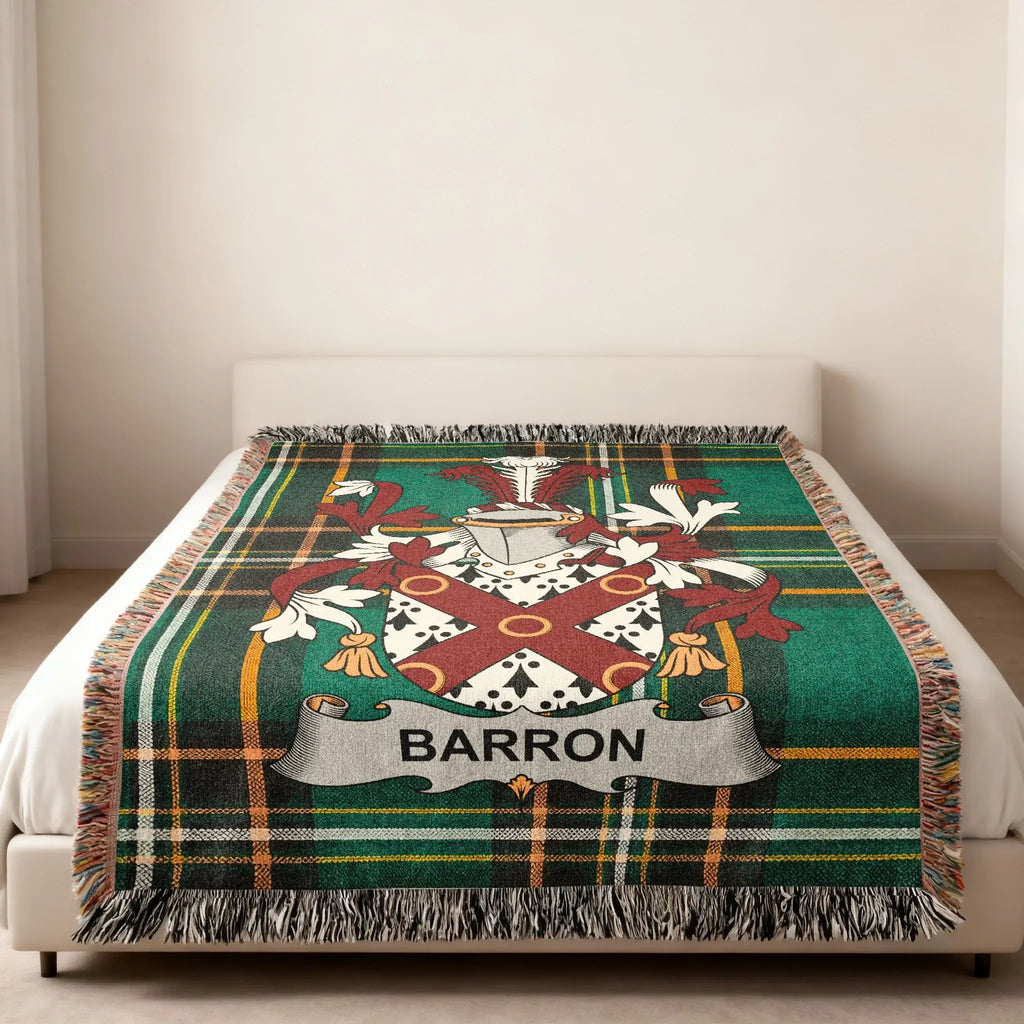 Barron Family Crest Green Tartan Plaid Throw product type