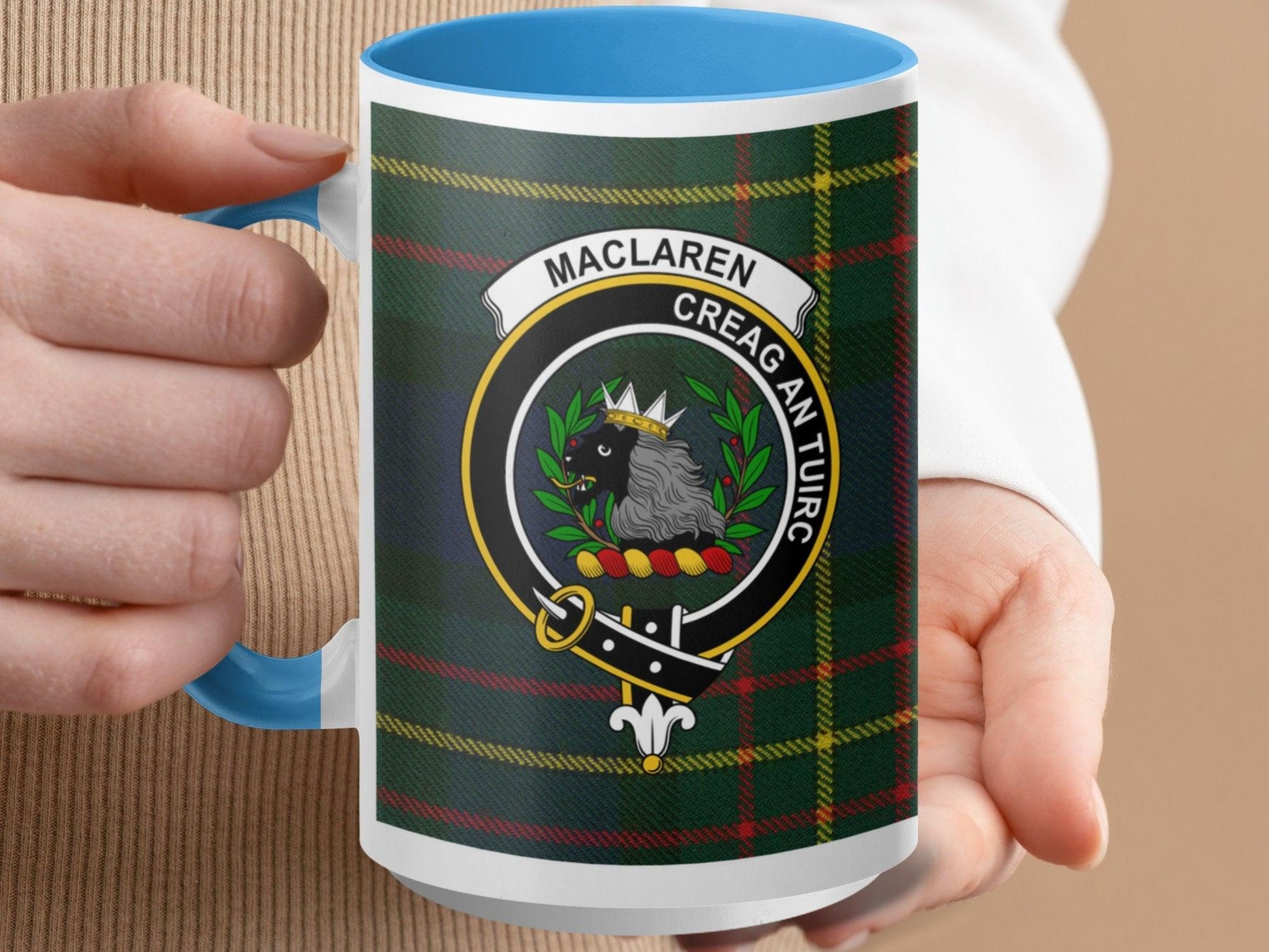 Maclaren Crest with Clan Tartan Plaid Design Mug - Living Stone Gifts