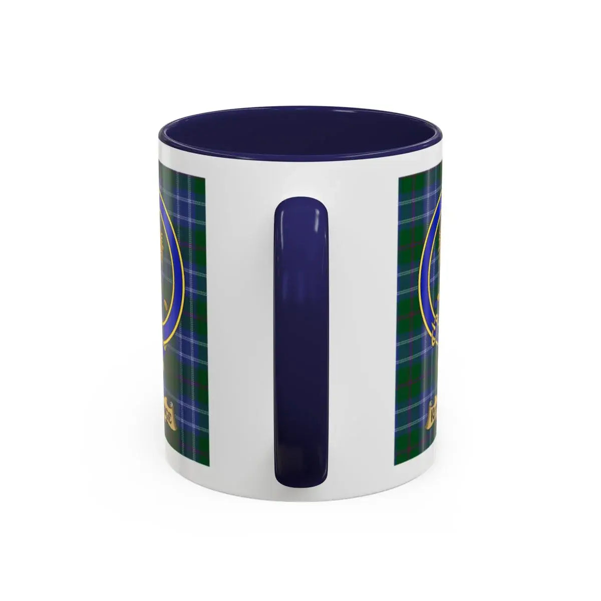 Rutledge clan crest mug shown in 11 oz and 15 oz sizes