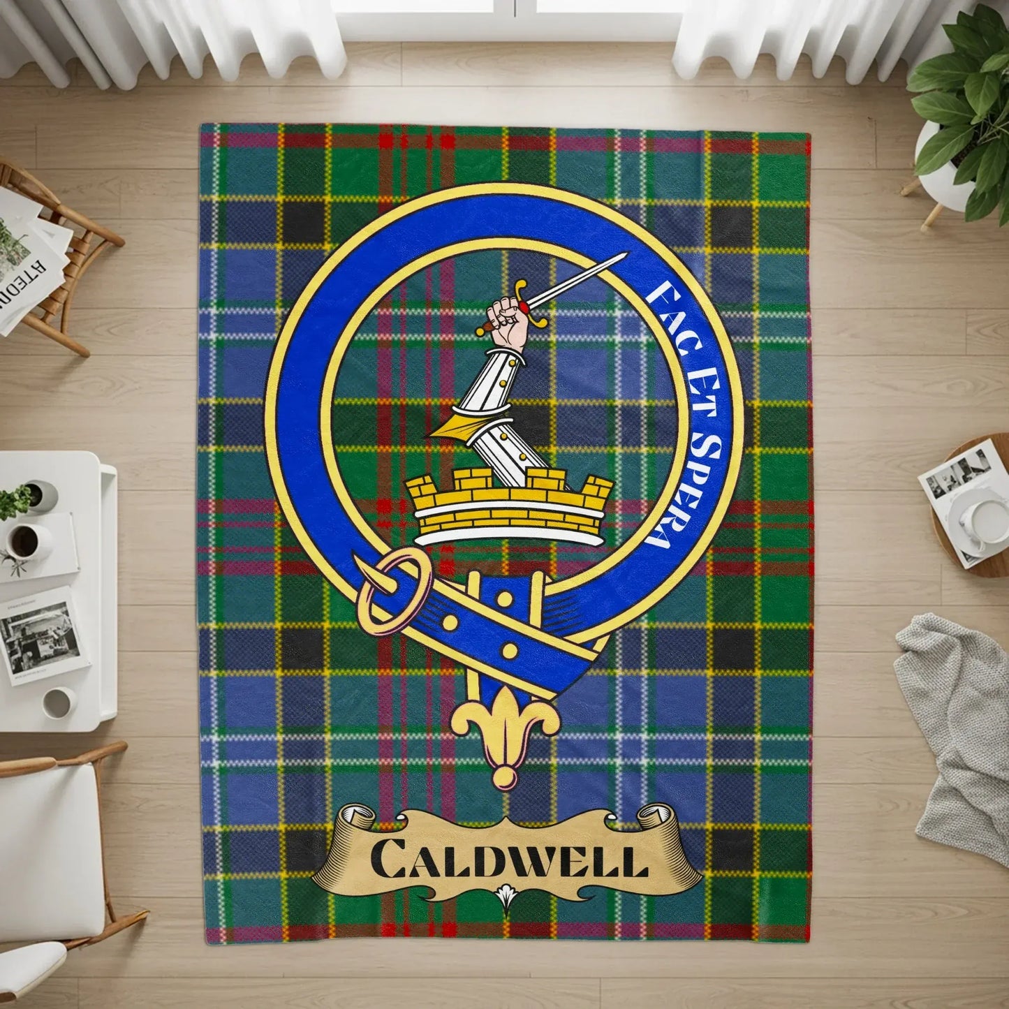 Caldwell Tartan Crest Design Cozy Floor Rug product