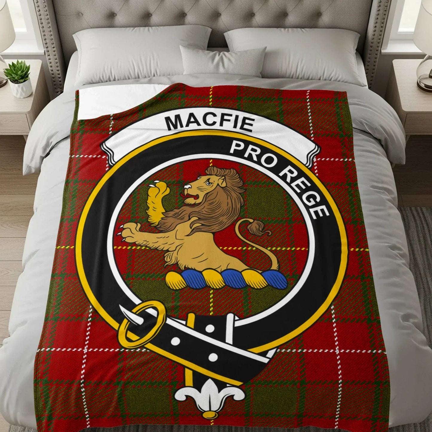 MacFie Pro Rege Crest Tartan Pattern Blanket product