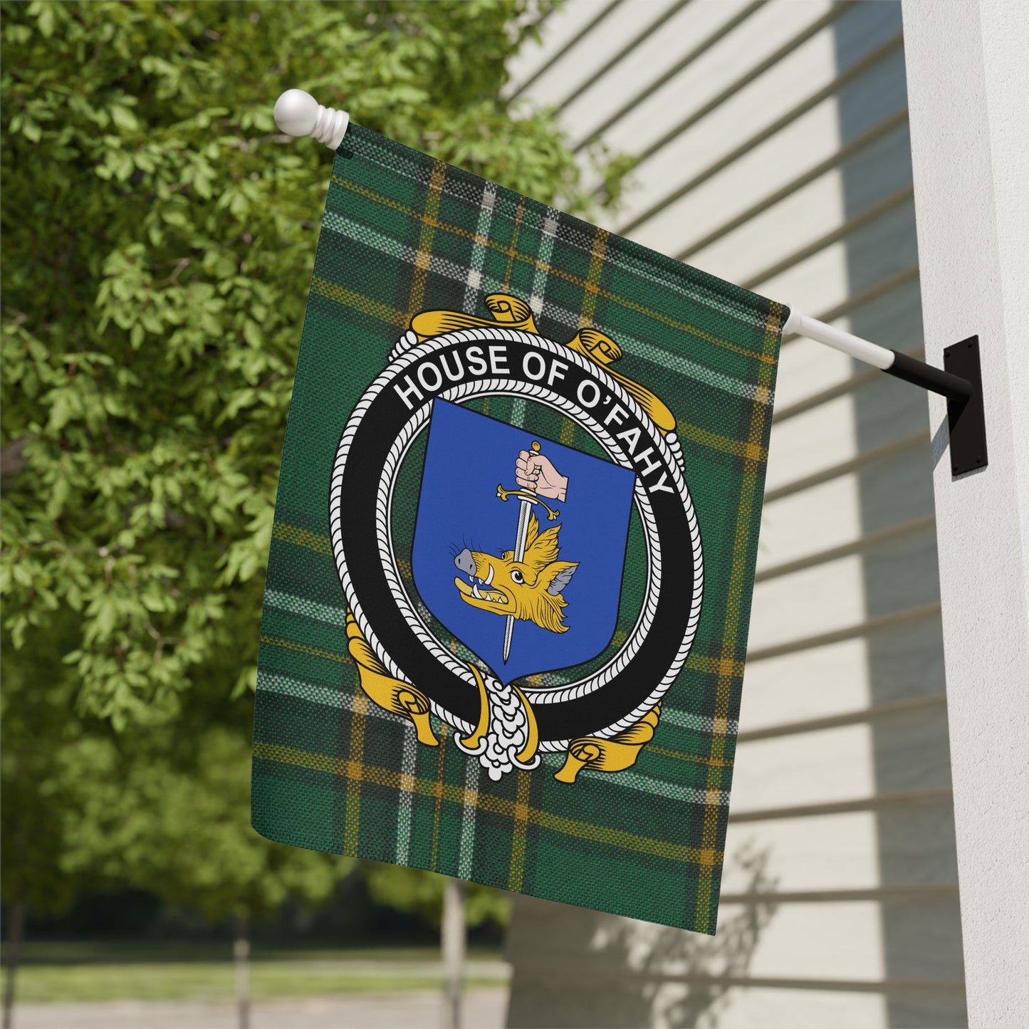 House of O'Faly green tartan flag product