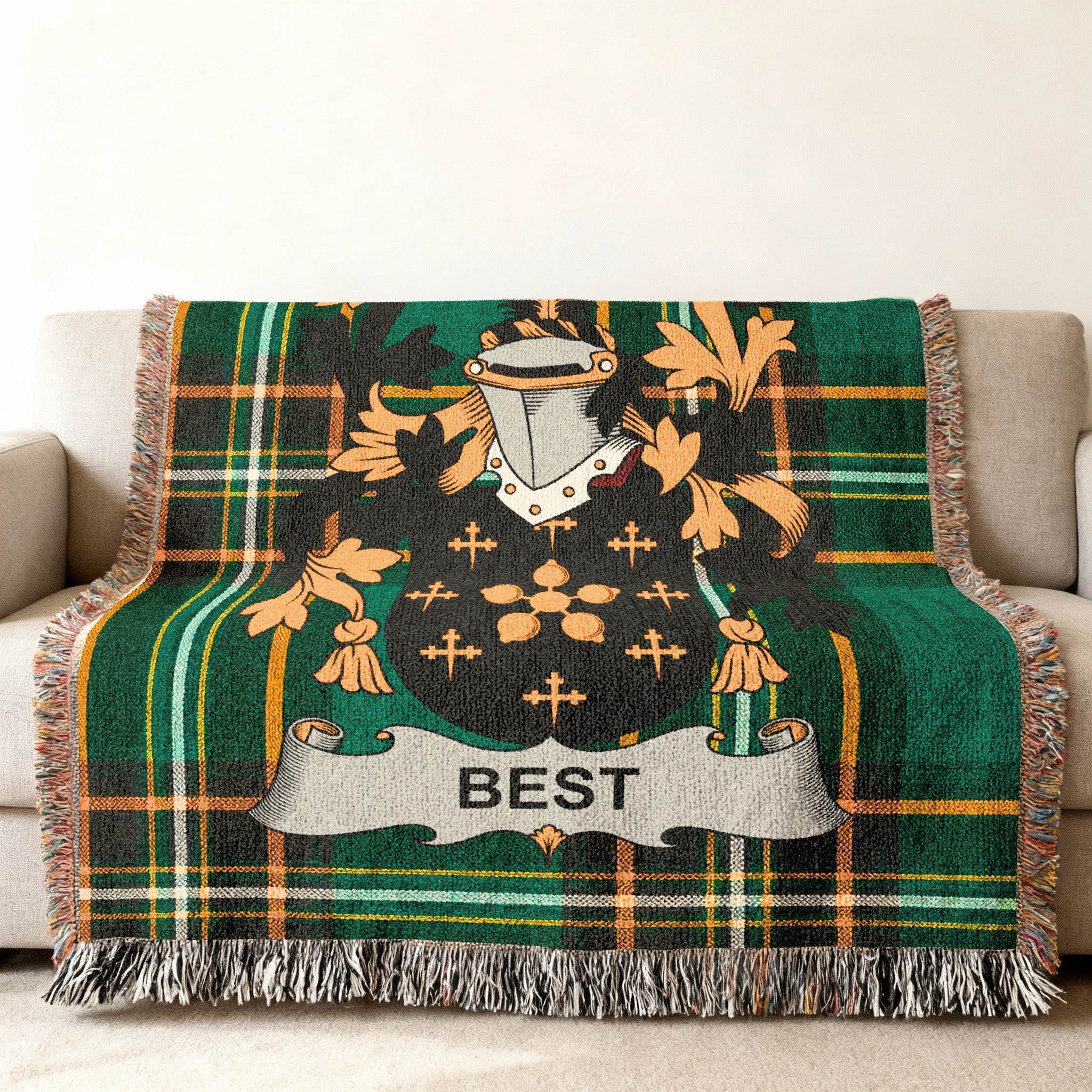 BEST Crest Plaid Green Black Orange Throw product type