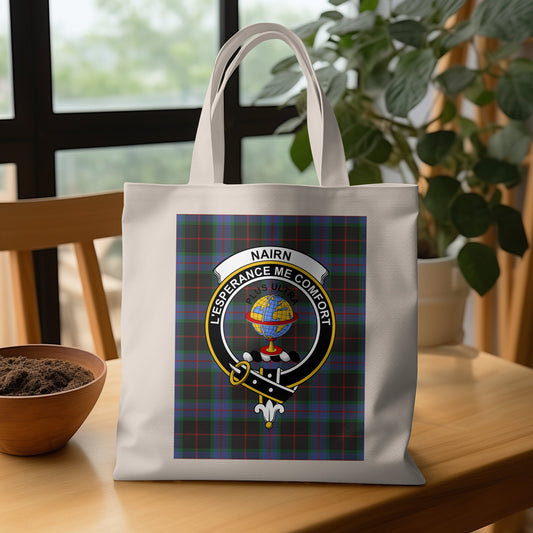 Scottish Clan Crest On Tartan Background Tote Bag - Living Stone Gifts