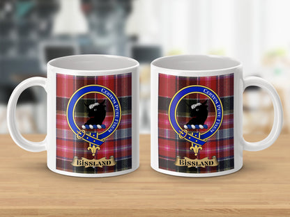 Scottish Clan Bissland Crest Emblem Plaid Pattern Mug - Living Stone Gifts