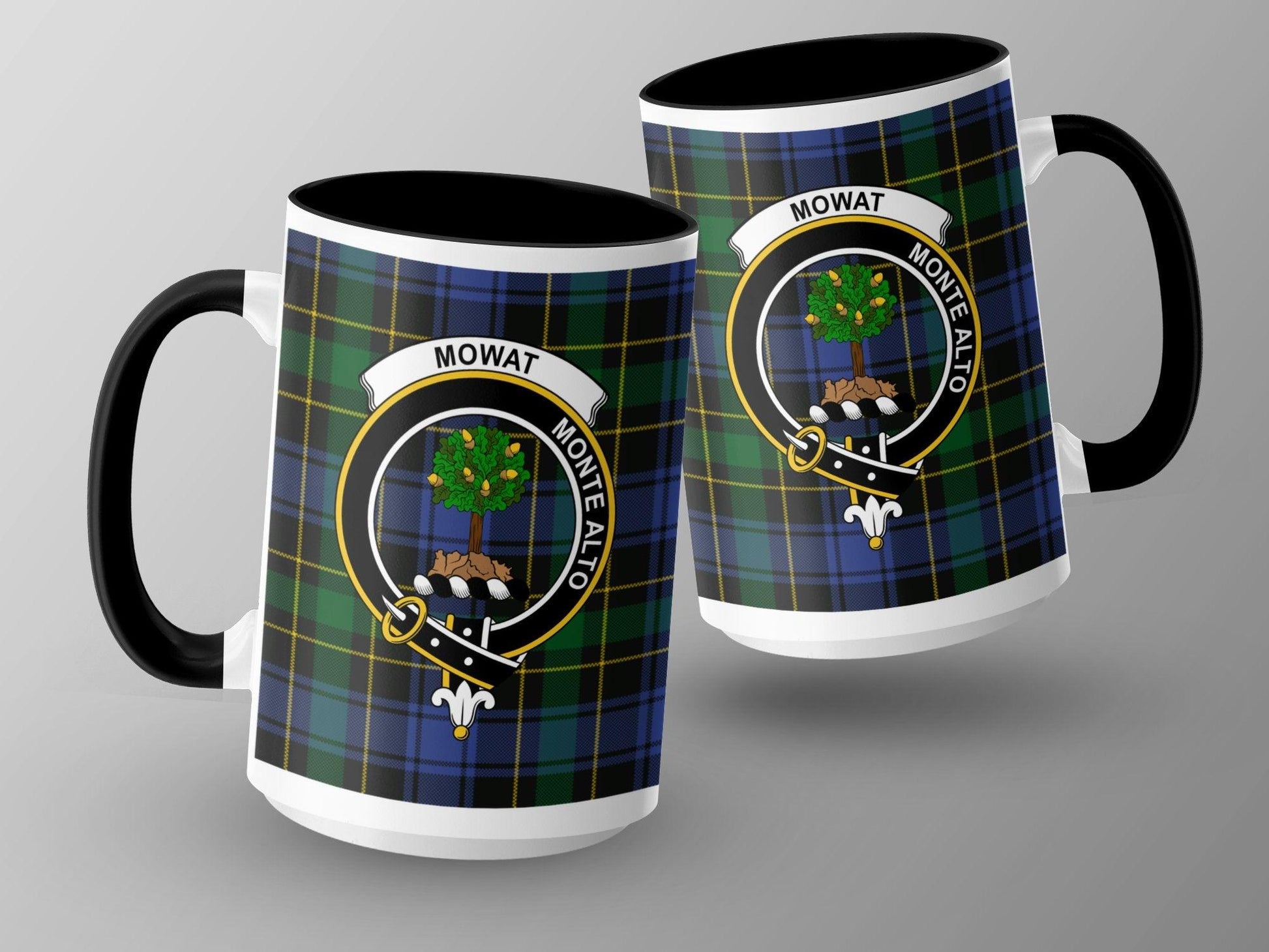 Mowat Scottish Clan Crest and Tartan Design Mug - Living Stone Gifts