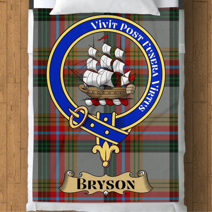 Scottish Clan Bryson Crest Tartan Throw Blanket - Living Stone Gifts